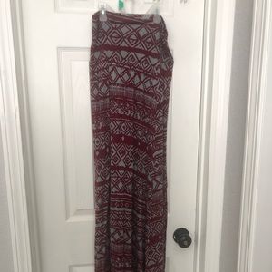 Purple and baby blue tribal maxi skirt.